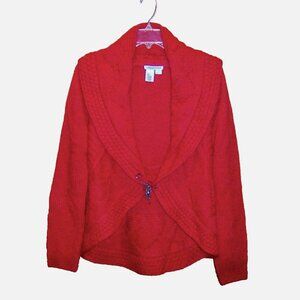 Coldwater Creek Red Cardigan Sweater Size Medium M 10 12